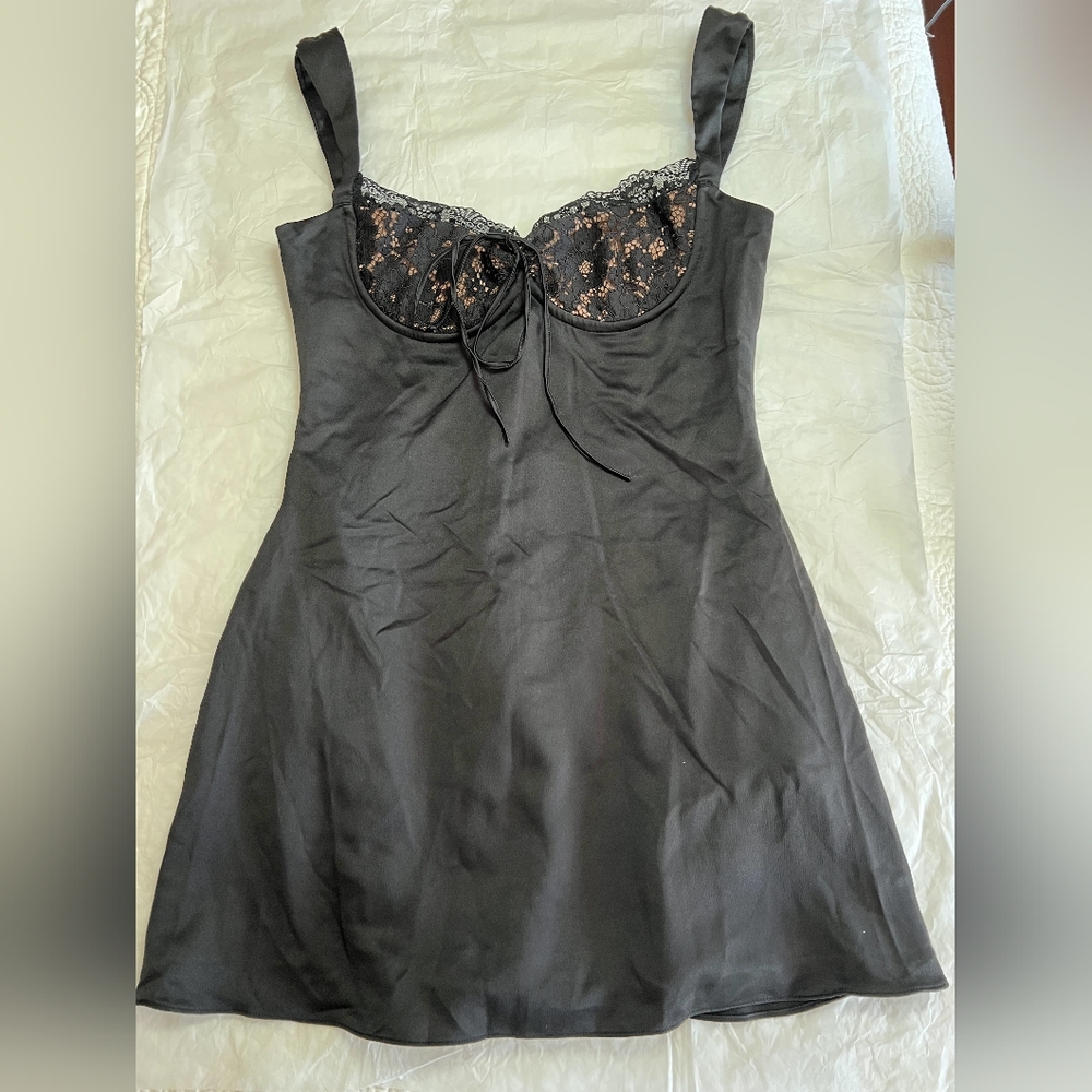 House of CB Black Lace-Trim Mini Slip Dress - Picture 9 of 15